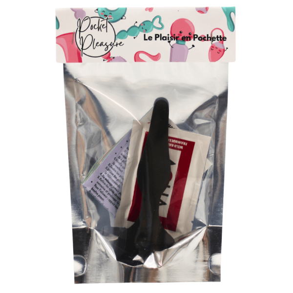 Plug Anal Noir en Silicone avec Ventouse Taille S 10,5 cm Pocket Pleasure + 1 dosette de lubrifiant